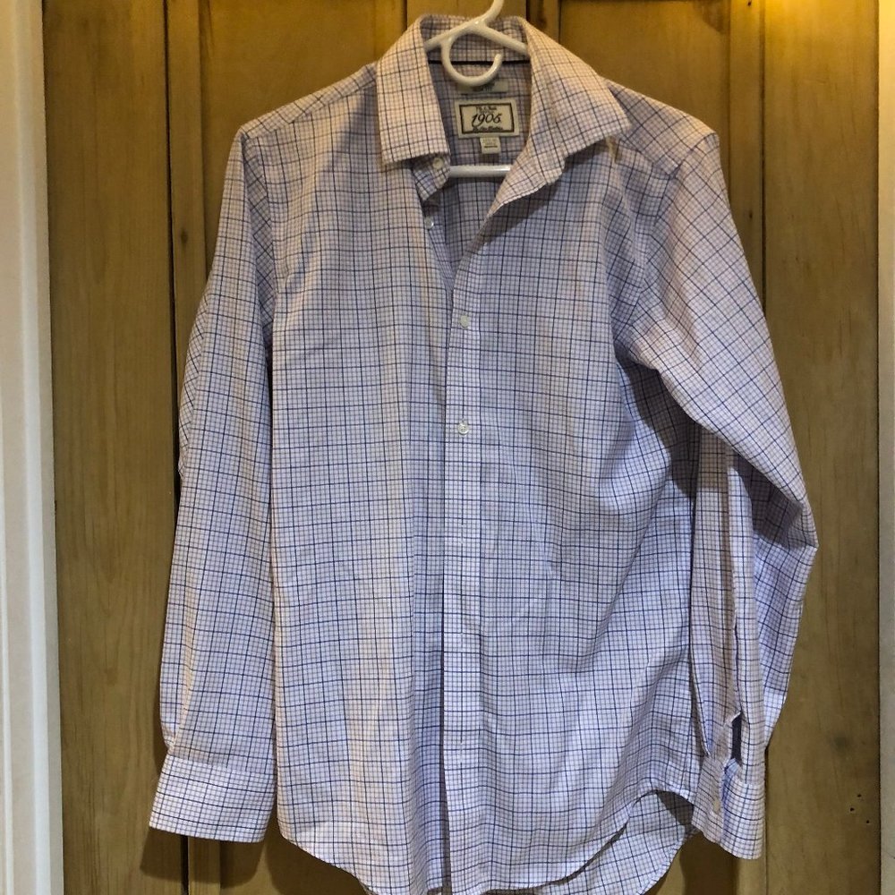Purple and White Plaid Button Down